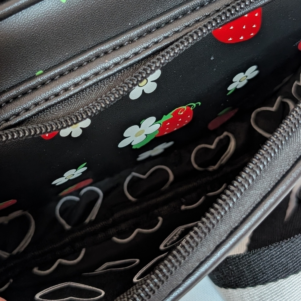Luv Betsey Johnson Black Strawberry And Daisy Multiple Charm Crossbody Bag - Picture 7 of 9
